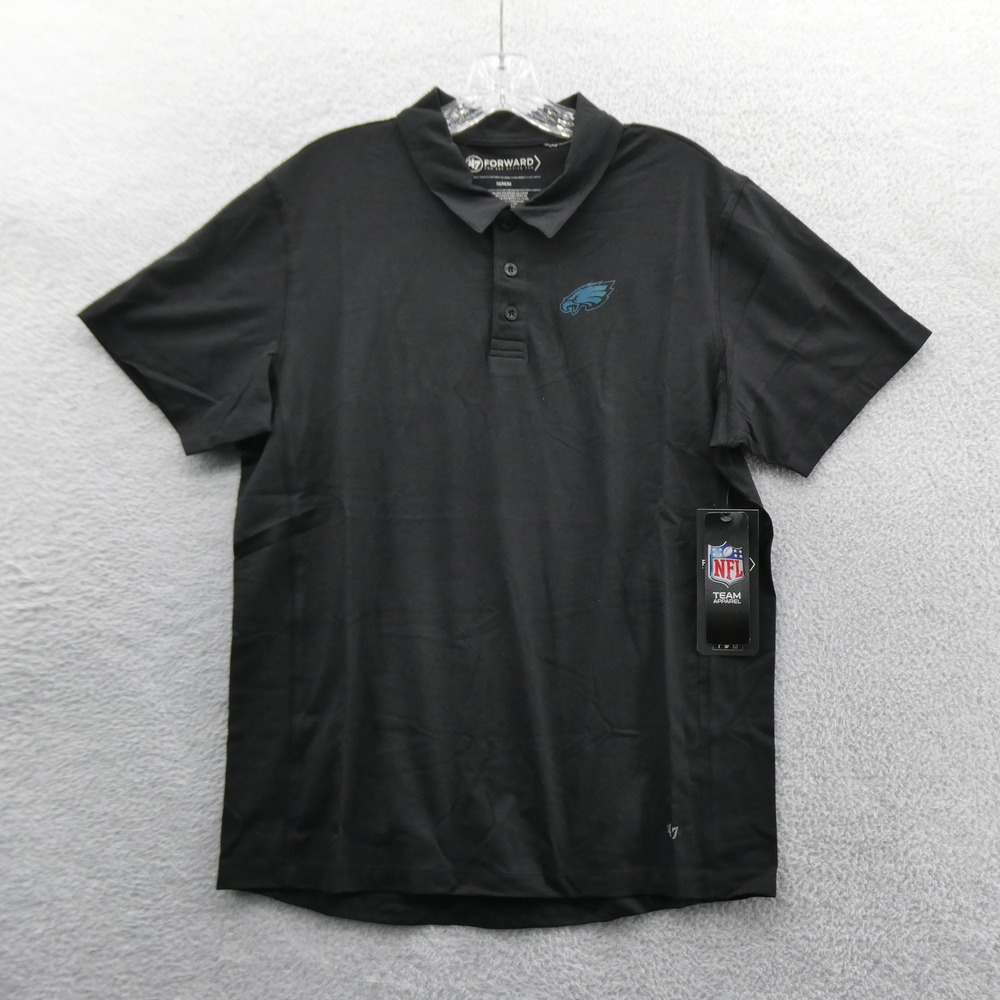 47 Brand Polo Mens Medium Philadelphia Eagles Black Active Fan Cotton Lycra